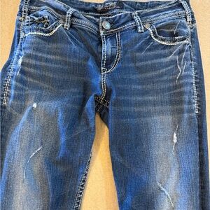 Silver Jeans Blue Skinny Distressed Denim